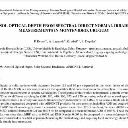 AEROSOL OPTICAL DEPTH FROM SPECTRAL DIRECT NORMAL IRRADIANCE MEASUREMENTS IN MONTEVIDEO, URUGUAY