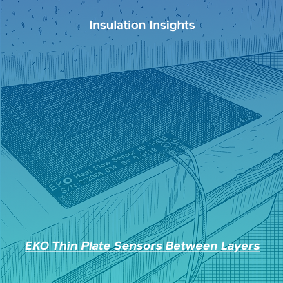EKO HF-10S placed in between insulation layers to measure the heat flux passing through the body of the insulated system.